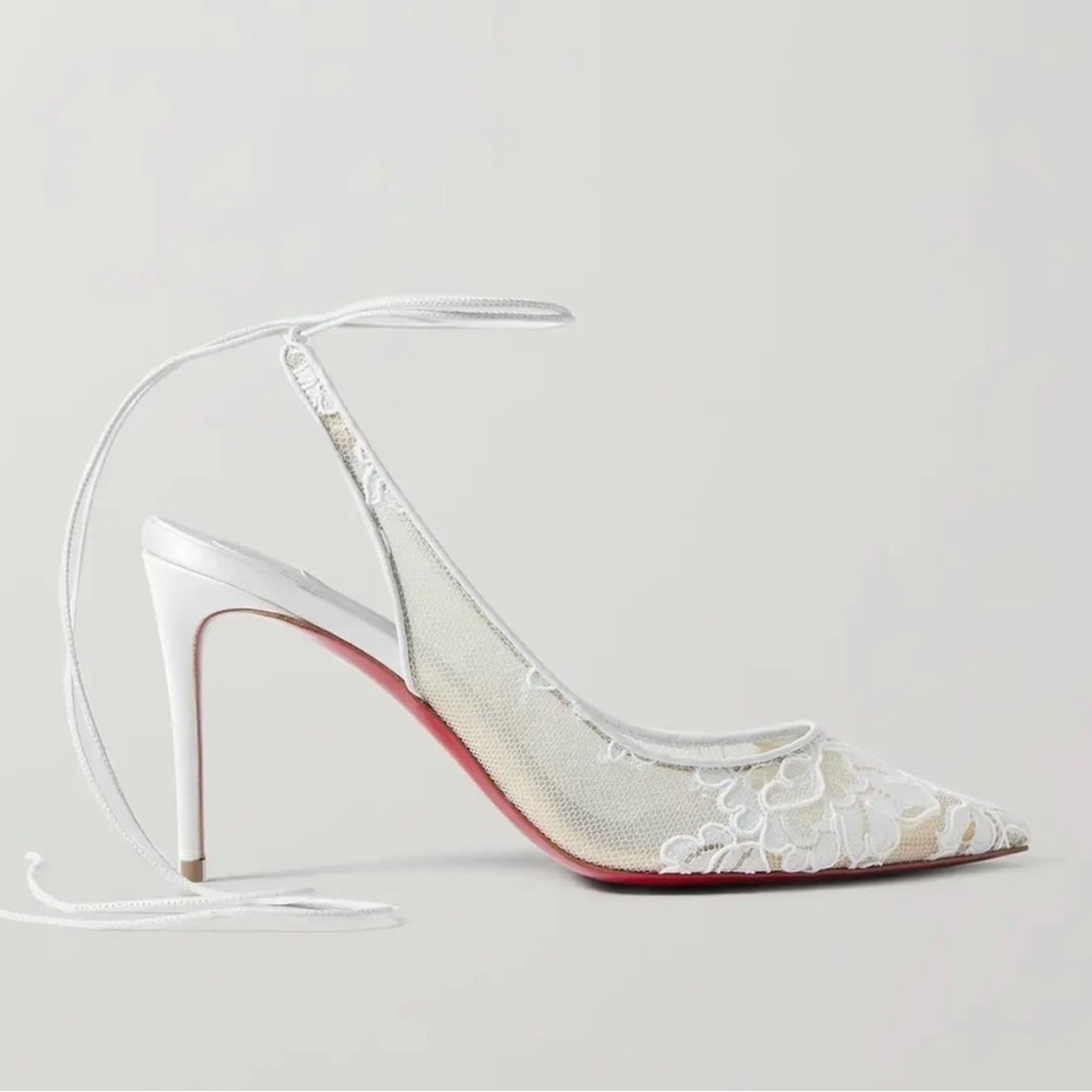 Christian Louboutin White Lace Heels